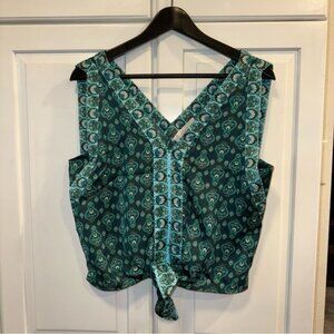 NWT- LOFT- Paisley Crop Tank with front tie-Size Medium